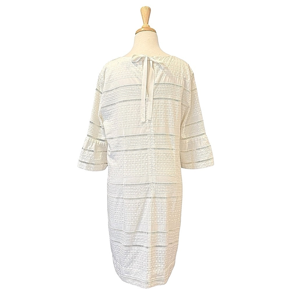 J. Crew White Eyelet Embroidered 100% Cotton Flutter Sleeve Shift Mini Size 10 - Picture 6 of 10